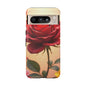 Floral Phone Case with Red Rose Design, Tough Phone Cover, Flower Print, Gift for Her, Stylish Accessory, Floral Aesthetic