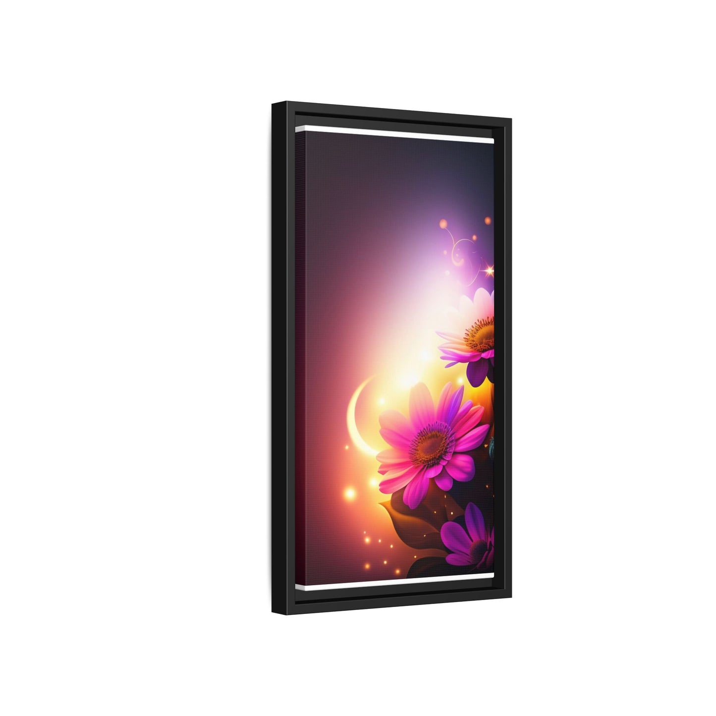 Framed Floral Canvas Art — Pink Daisies Sunset Wall Print
