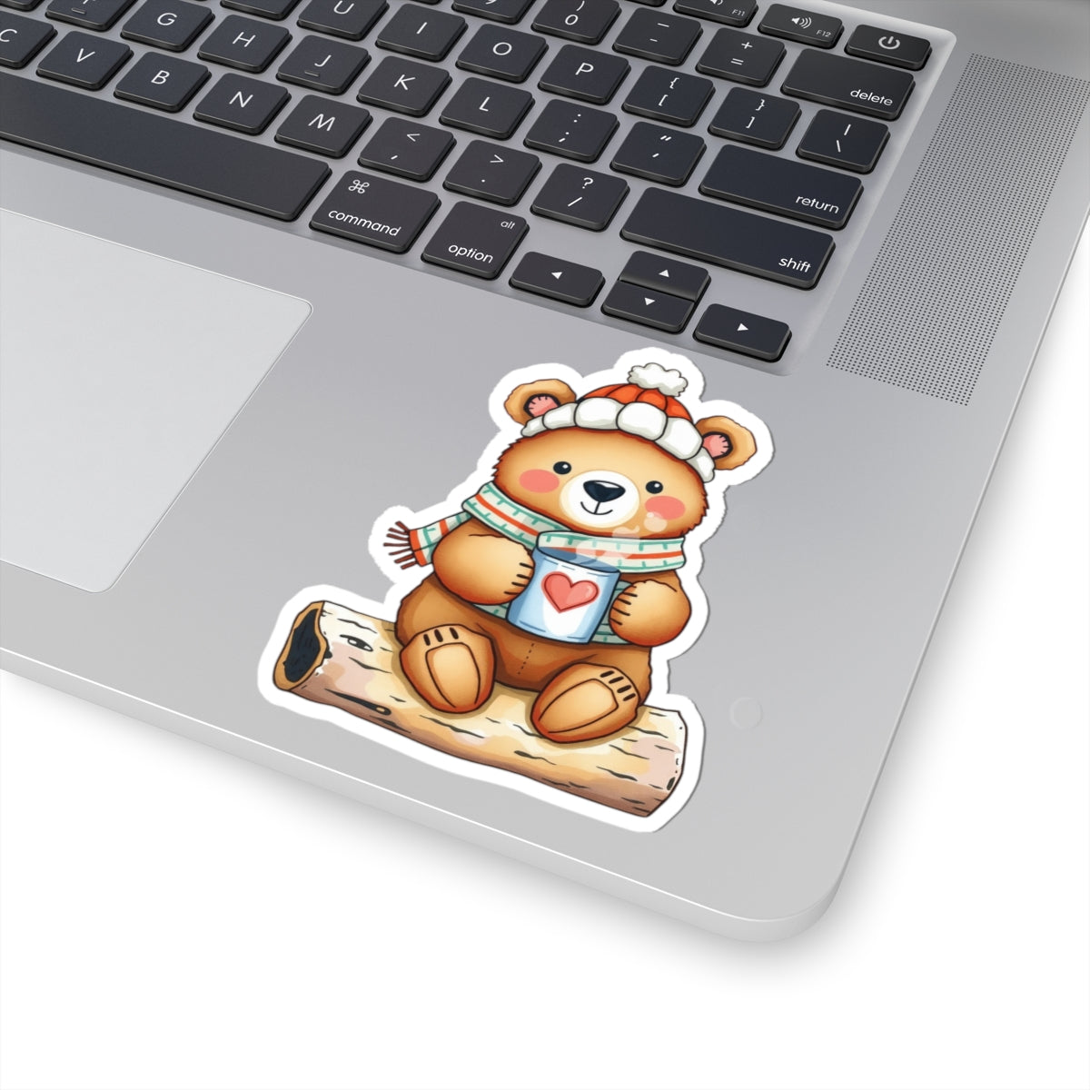Adorable Bear Hug Kiss-Cut Stickers - Cute Animal Decor for Journals, Laptops, Phone Cases, Kids' Rooms, Winter Vibes