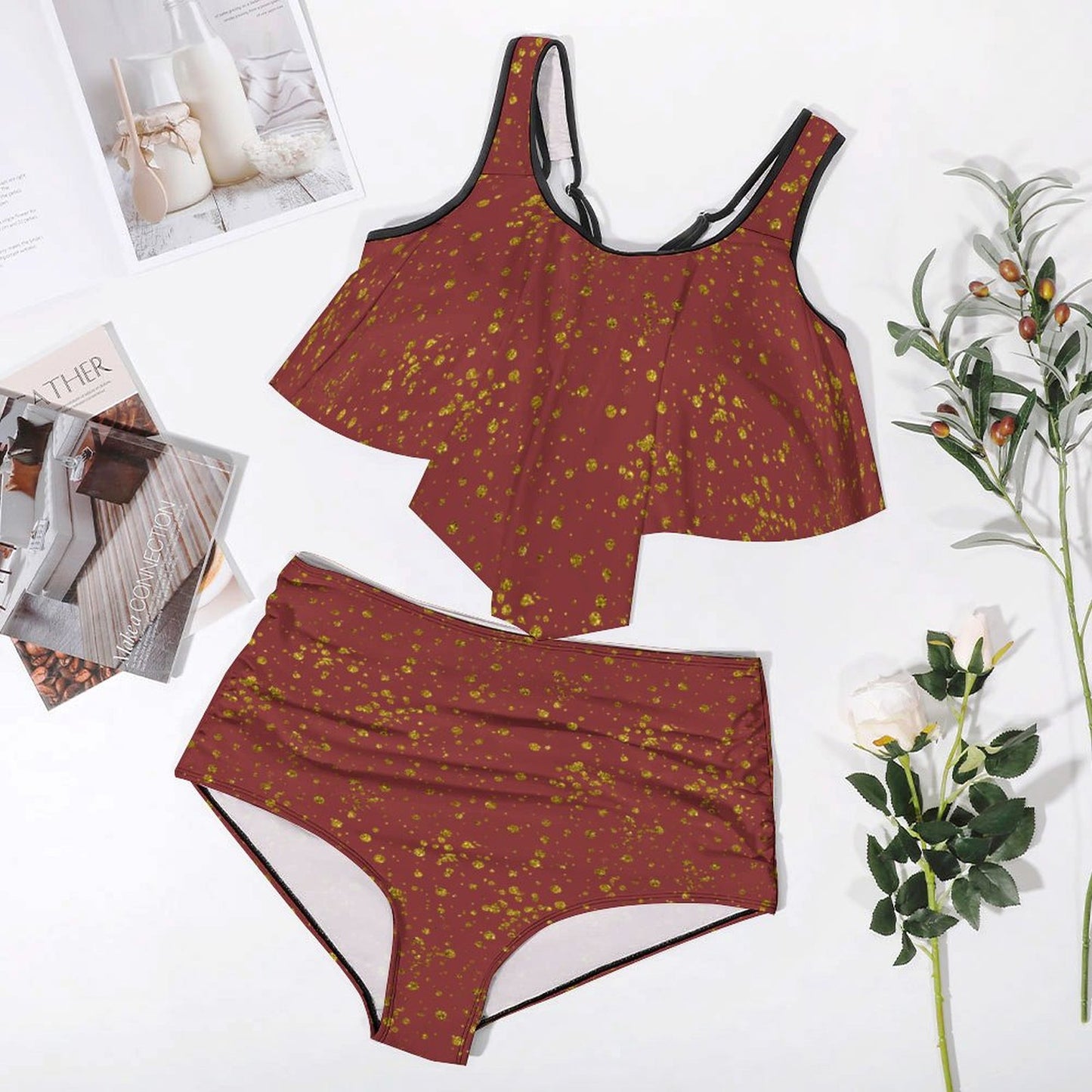 Plus Size Women's Two piece Swimsuit with Tankini