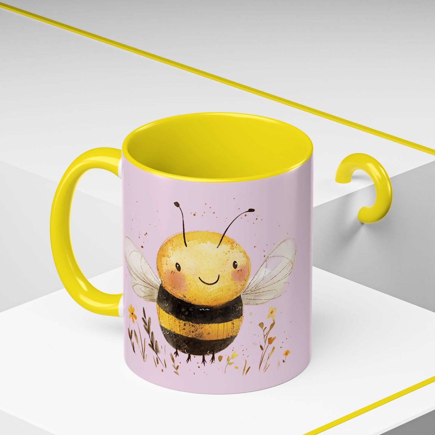 Cute Bee Accent Coffee Mug for Nature Lovers, Fun Bee Design, Gift for Friends, Bee Themed Kitchenware, Bee Lover's Mug