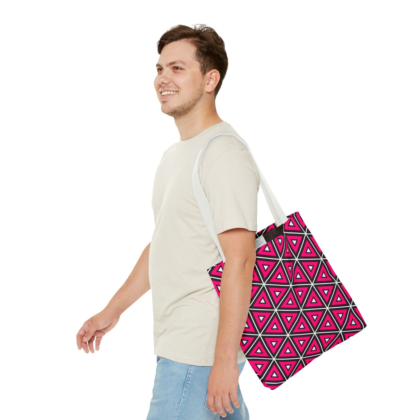 Vibrant Geometric Tote Bag, Trendy Shopping Tote, Cute Carry-All