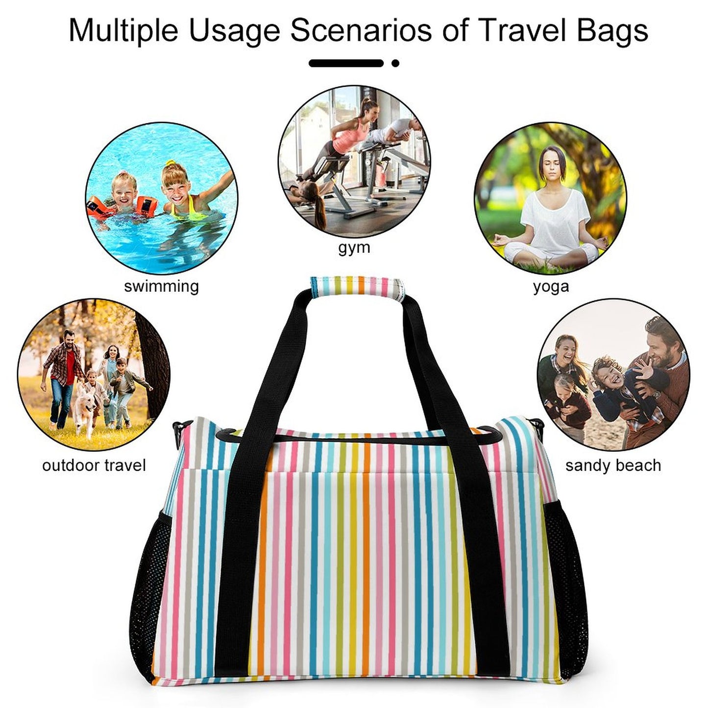 Travel Duffel Bag  - Rainbow striped