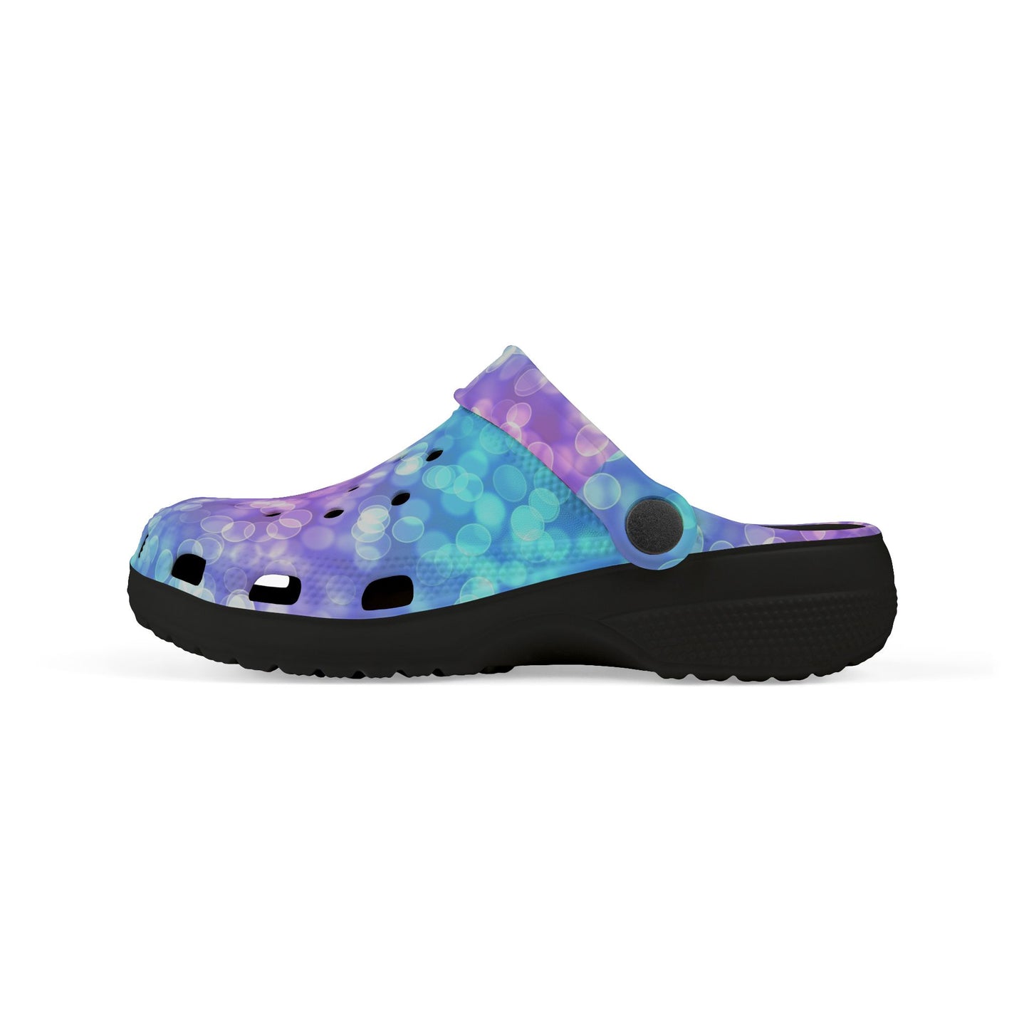 Kids Purple Blue Bokeh Foam Clogs — Comfort EVA Slip-Ons