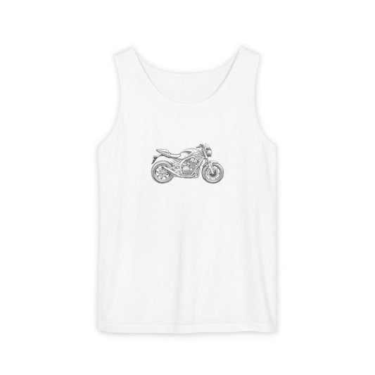 Motorcycle Lover's Unisex Garment-Dyed Tank Top, Biker Apparel, Casual Summer Shirt, Gift for Him or Her, Adorable Motorcycle Graphic, [...]