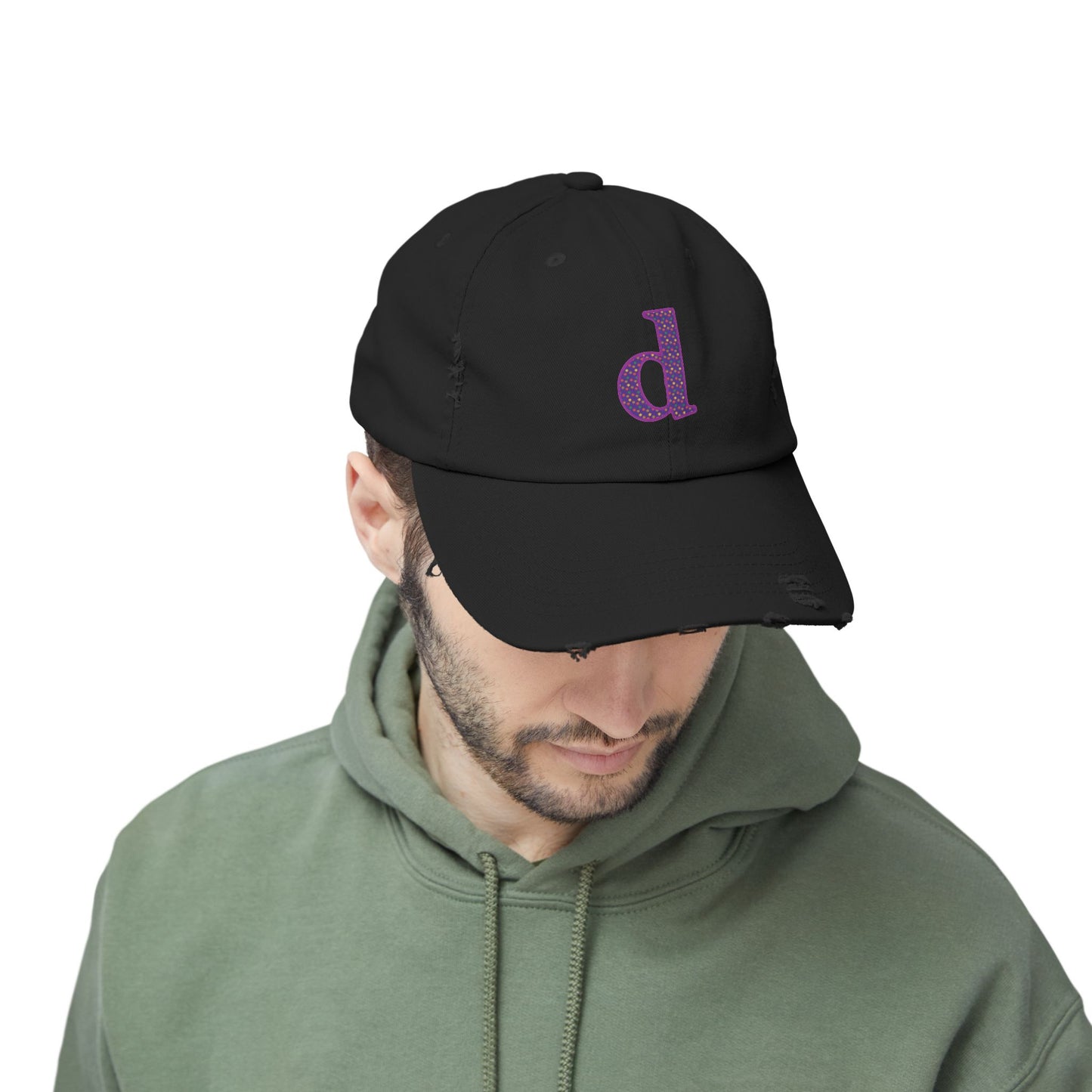 Distressed Cap with Purple Letter 'd' - Casual Street Style Hat for Everyday Wear, Gift for Dad, Unisex Fashion Accessory, Trendy [...]