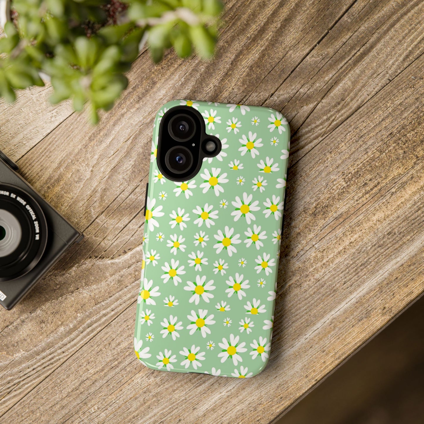 Daisy Phone Case, Tough Phone Cover, Floral iPhone Case, Cute Green Case, Spring Vibes, Girls Gifts
