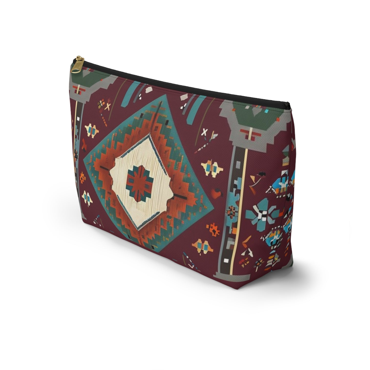 Bohemian Accessory Pouch, Vibrant Tribal Design