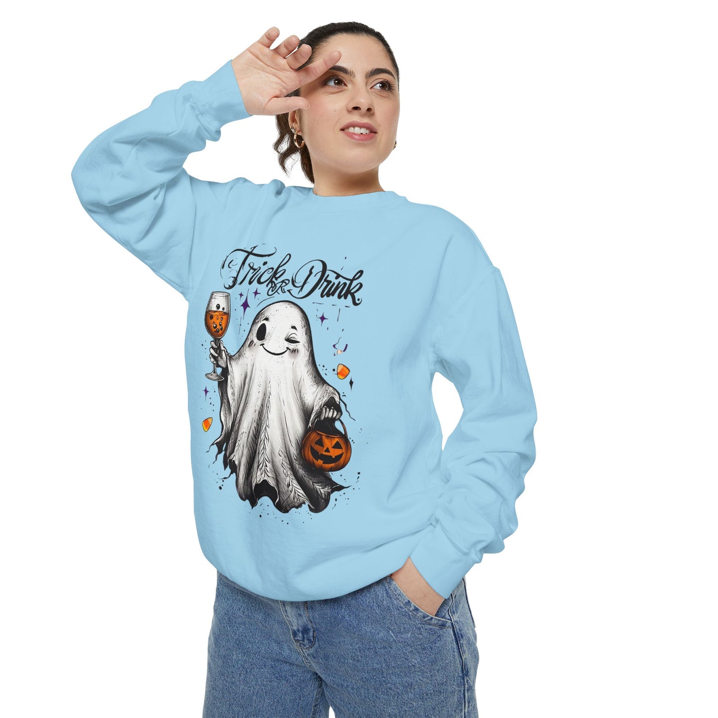 Spooky Ghost Sweatshirt | Trick or Treat Apparel, Halloween Gift, Cozy Unisex Top, Fall Fashion, Casual Wear