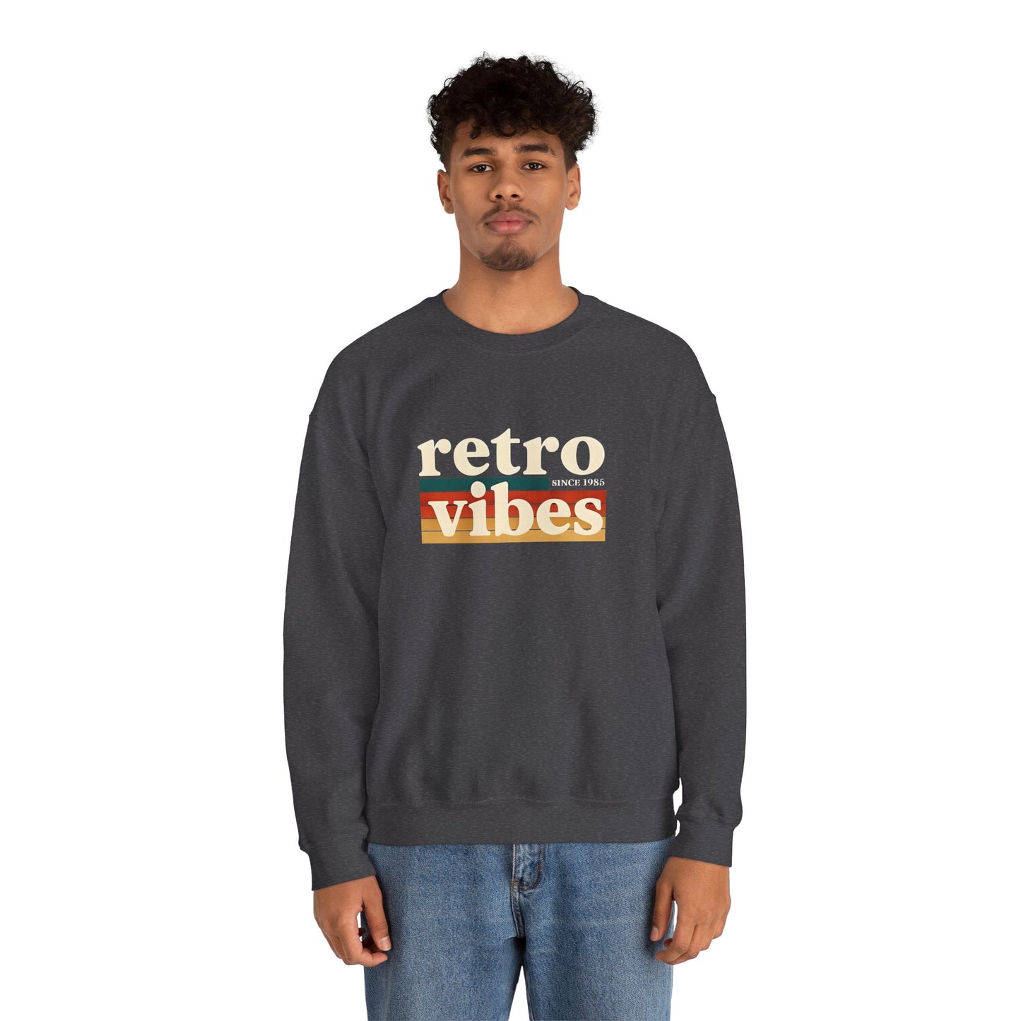 Retro Vibes Crewneck Sweatshirt, Unisex Vintage Style, Cozy Fall Fashion, Gift for Music Lovers, Chill Weekend Wear