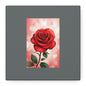 Red Rose Vertical Matte Canvas Print — Romantic Floral Wall Art