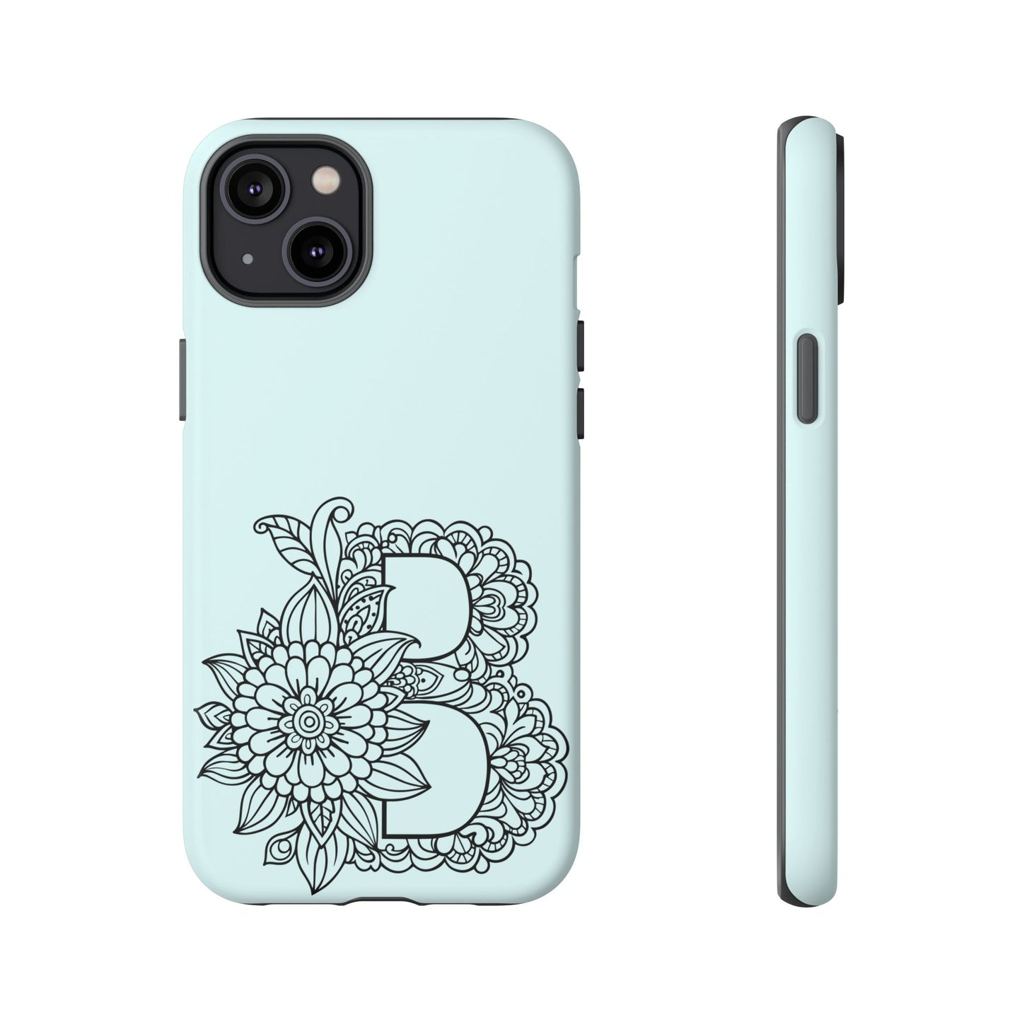 Personalized Tough Phone Case- Letter B, Floral Monogram Cell Phone Cover, Custom Protective Case, Unique Gift, Birthday, Graduation