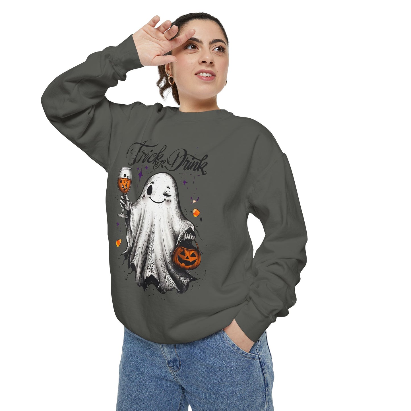 Spooky Ghost Sweatshirt | Trick or Treat Apparel, Halloween Gift, Cozy Unisex Top, Fall Fashion, Casual Wear