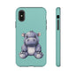 Cute Hippo Phone Case, Tough Phone Cover, Fun Animal Case, Gift for Kids, Cute Decor, Birthday Present