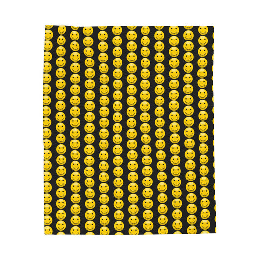 Smiley Face Velveteen Plush Blanket | Cozy Throw for Kids, Gift for Happiness, Home Decor, Soft Blanket for Couch, Smiley Decor