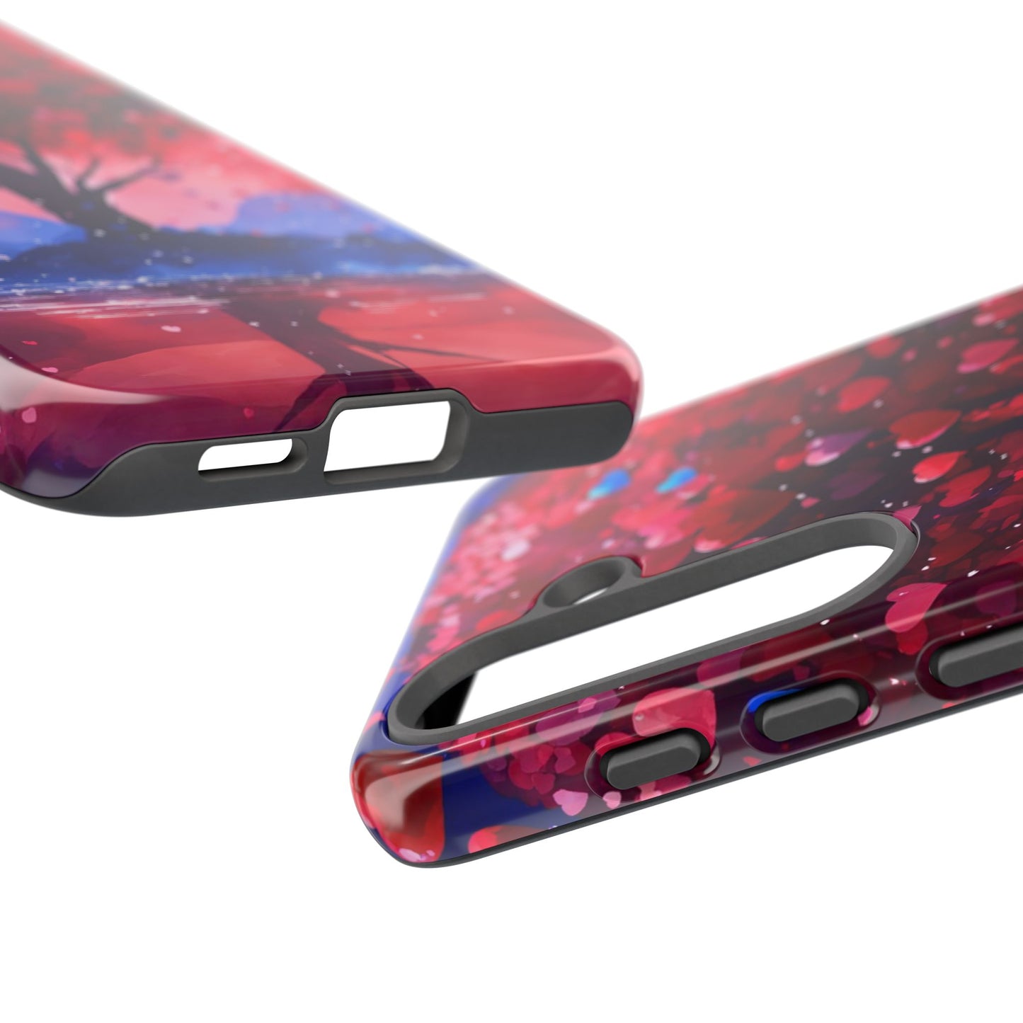 Heart Tree Phone Case — Romantic Red & Blue Protective Tough Case