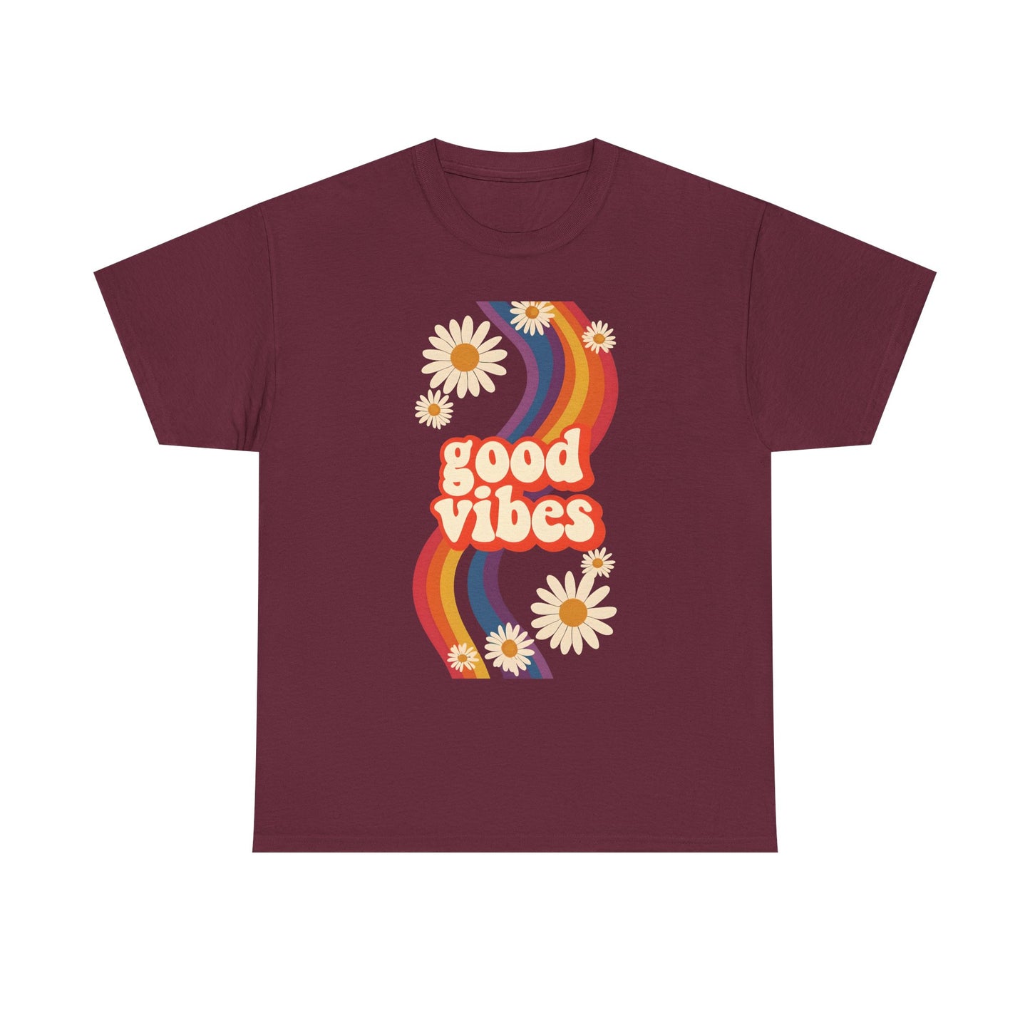 Good Vibes Unisex Heavy Cotton Tee, Retro Graphic T-Shirt, Feel Good Apparel, Summer Outfit, Casual Gift for Friends