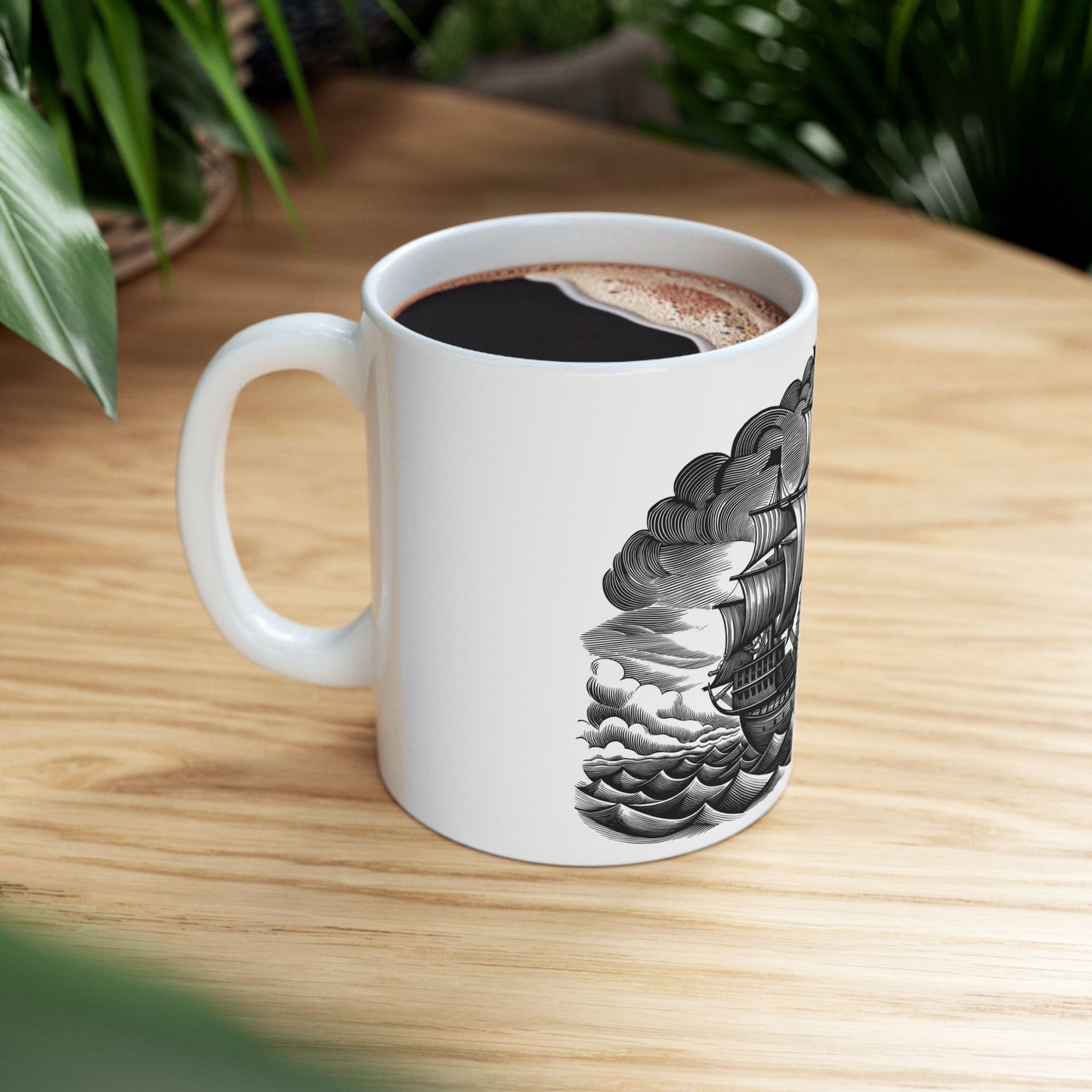 Nautical Ship Ceramic Mug - Vintage Sailing Design, Coffee Cup for Nautical Lovers, Gifts for Sea Captains, Ocean Theme