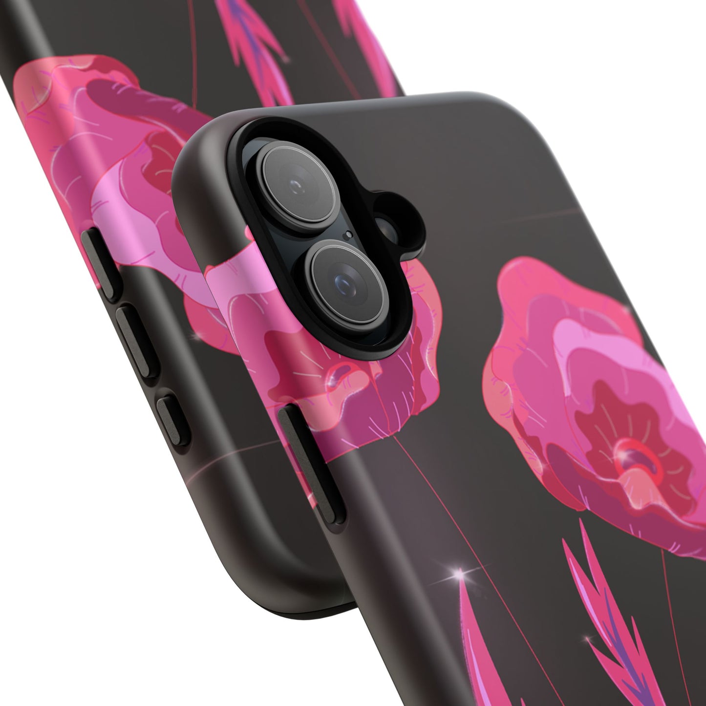 Floral iPhone Case | Tough Cases with Pink Poppy Design, Elegant Flower Phone Cover, Gift for Her, Spring Accessories, Chic Tech