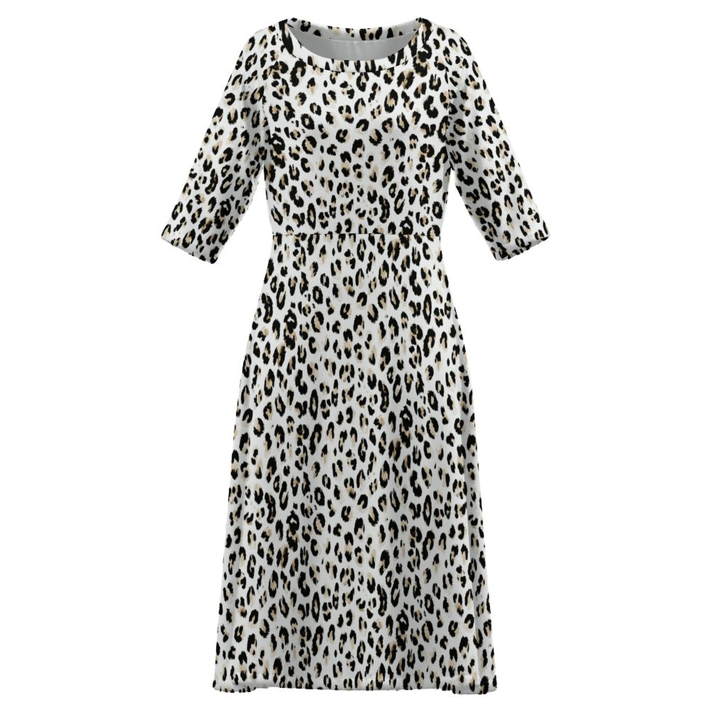 Round Neck 3/4 Sleeve Long Dress