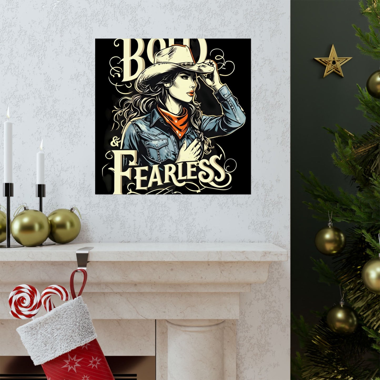 Bold & Fearless Cowboy Woman Poster — Matte Vertical Wall Art