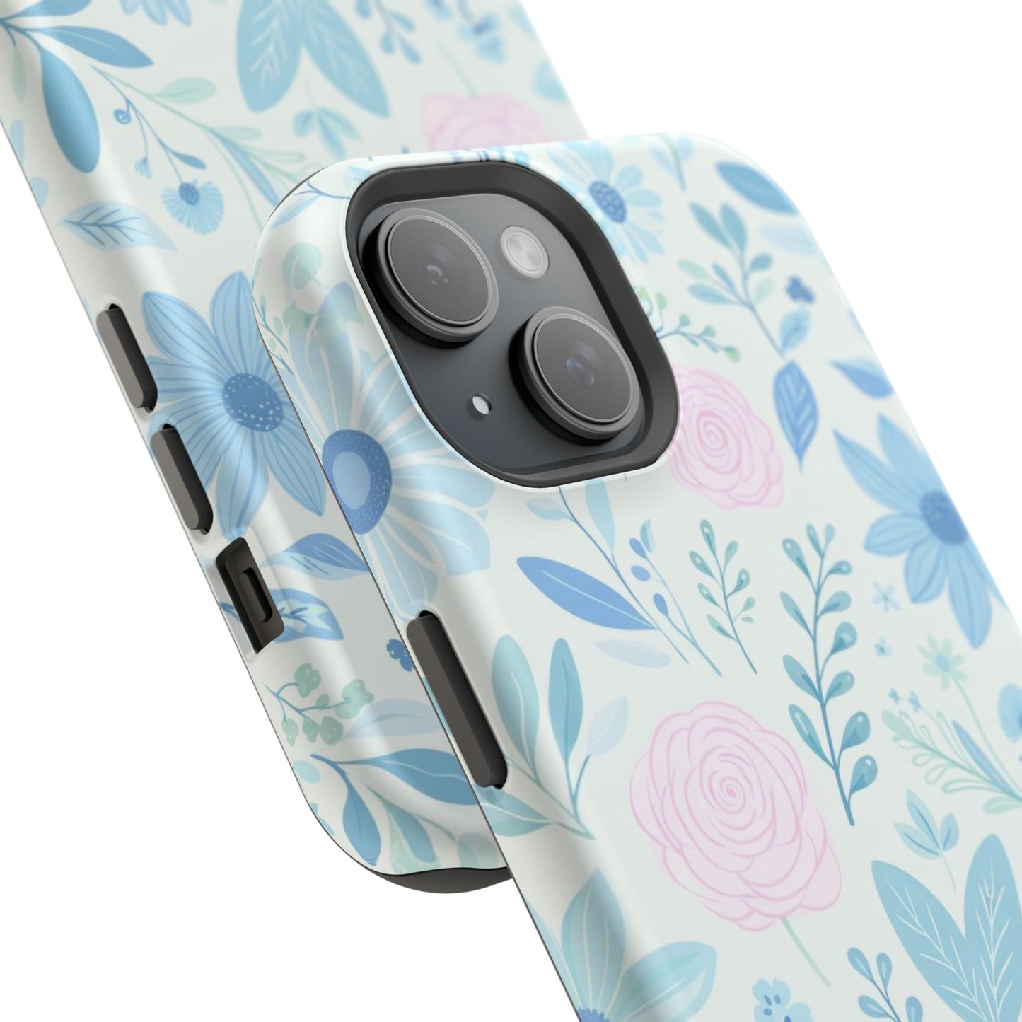 Floral Pastel Magnetic Impact Phone Case — Blue & Pink Botanical Design