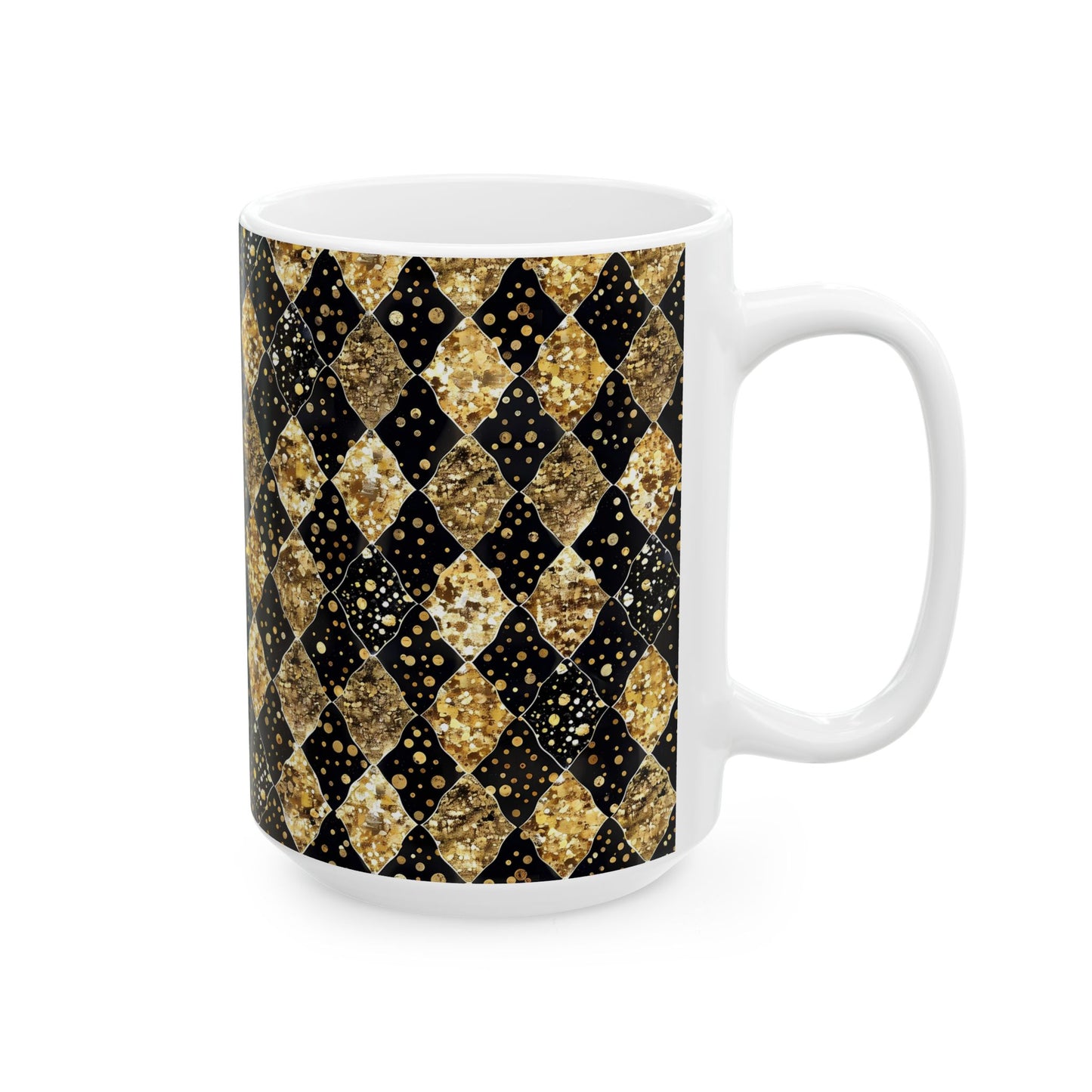 Elegant Gold and Black Harlequin Ceramic Mug
