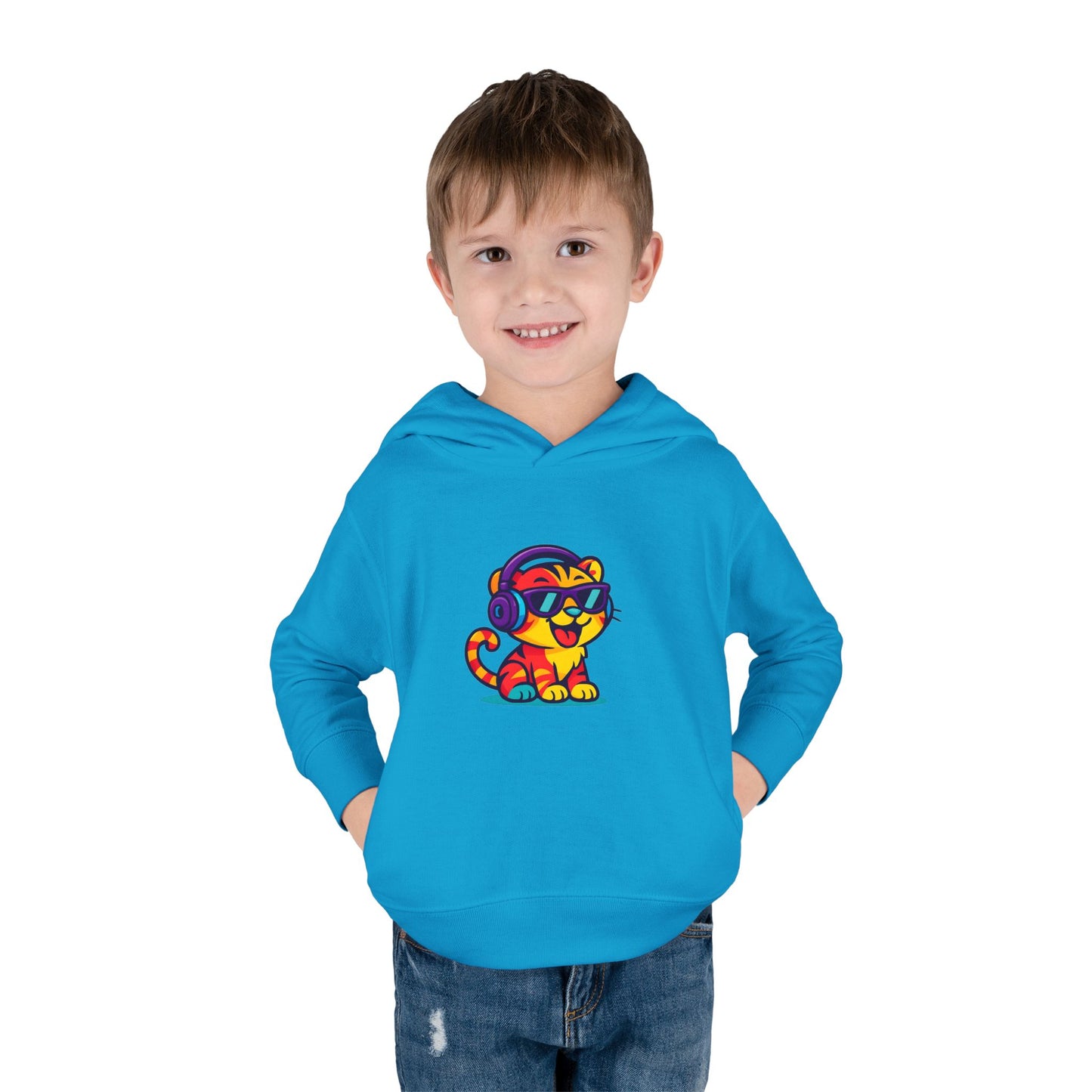 Cool Cat Toddler Hoodie - Fleece Pullover with Colorful Lion Design, Kids Clothing, Fun Gift, Casual Wear, Playtime Essentials