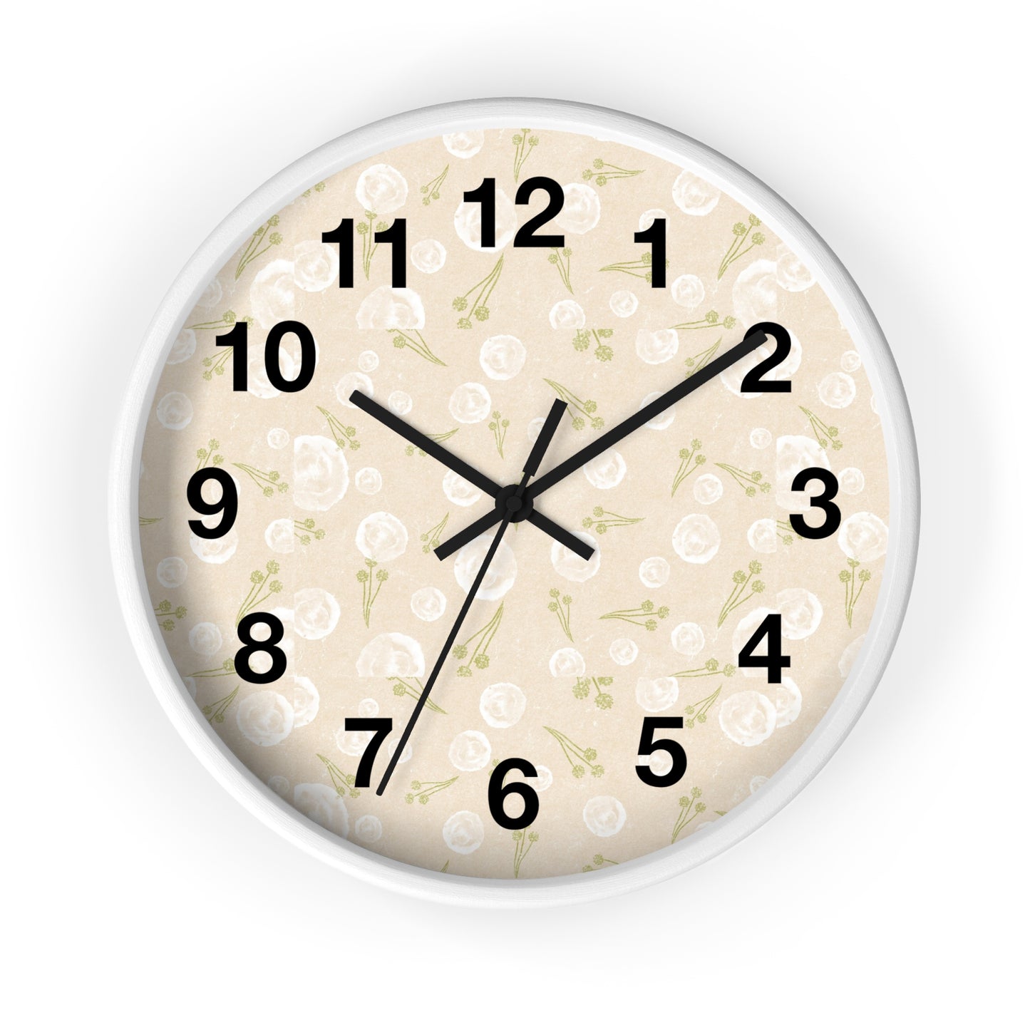 Chic Floral Wall Clock, Home Decor, Modern Design, Gift for Her, Wall Art, Boho Style, Timepiece