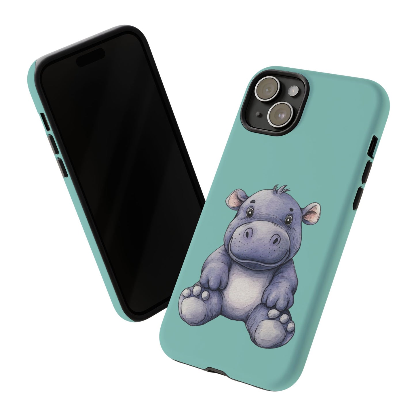 Cute Hippo Phone Case, Tough Phone Cover, Fun Animal Case, Gift for Kids, Cute Decor, Birthday Present