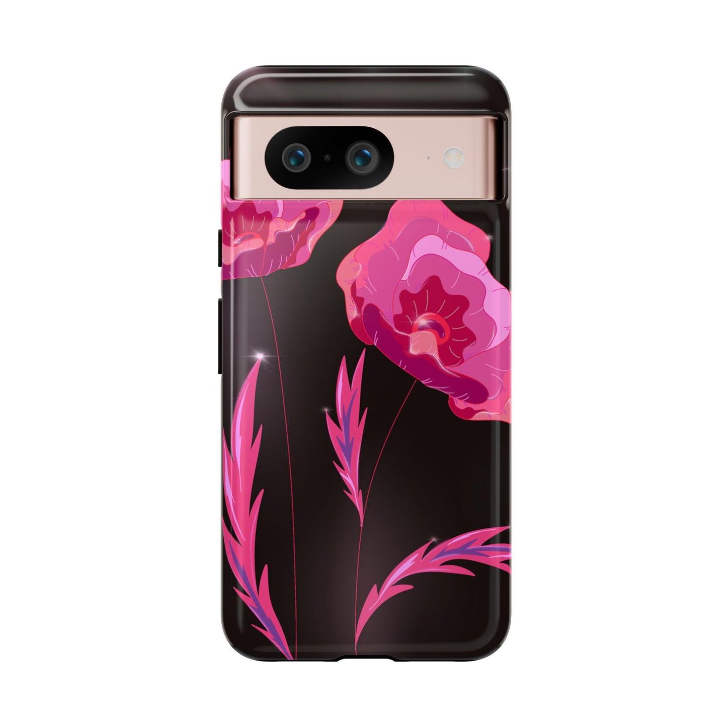 Floral iPhone Case | Tough Cases with Pink Poppy Design, Elegant Flower Phone Cover, Gift for Her, Spring Accessories, Chic Tech