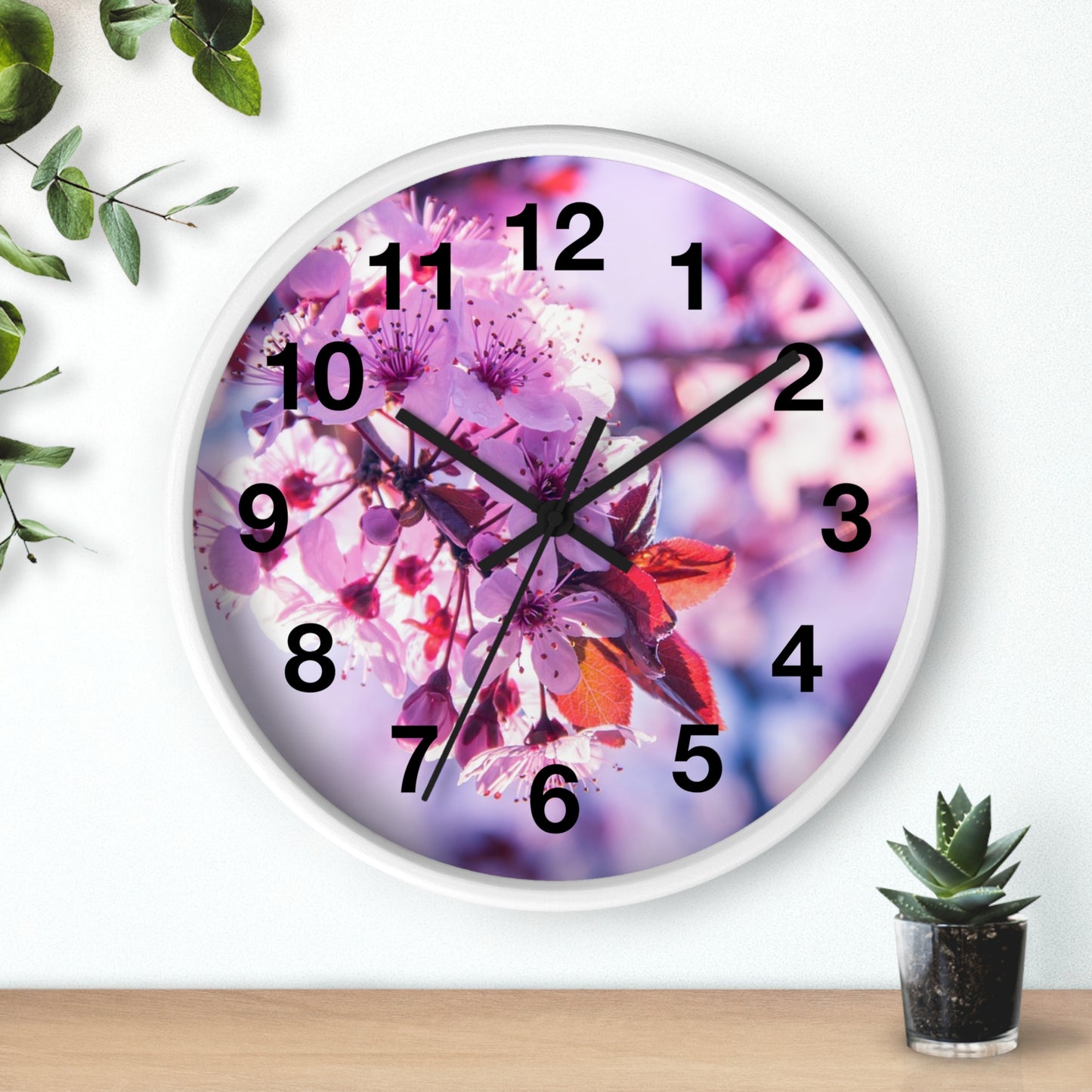 Floral Wall Clock, Elegant Timepiece, Home Decor, Gift for Her, Spring Decor, Nature Lovers, Birthday Gift