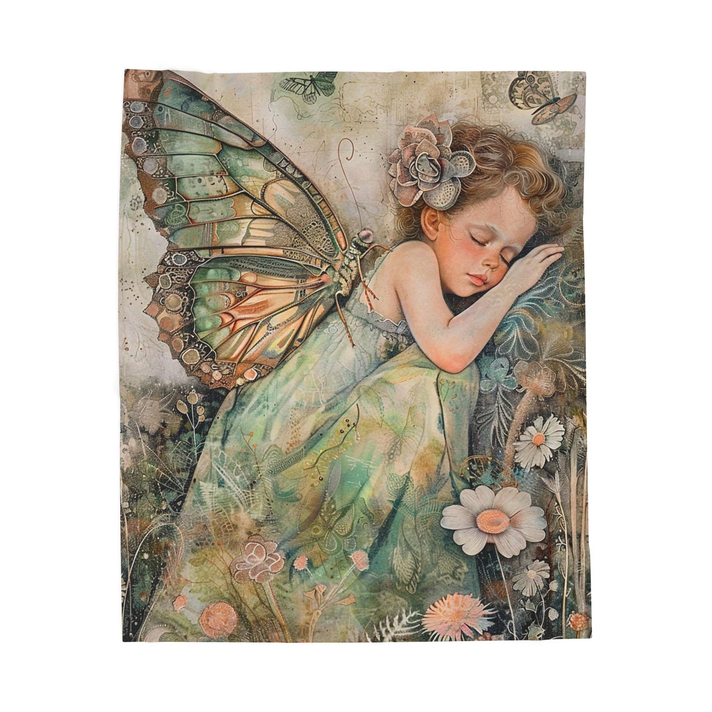 Fairy Dream Velveteen Plush Blanket — Sleeping Fairy Art Throw for Kids & Nursery