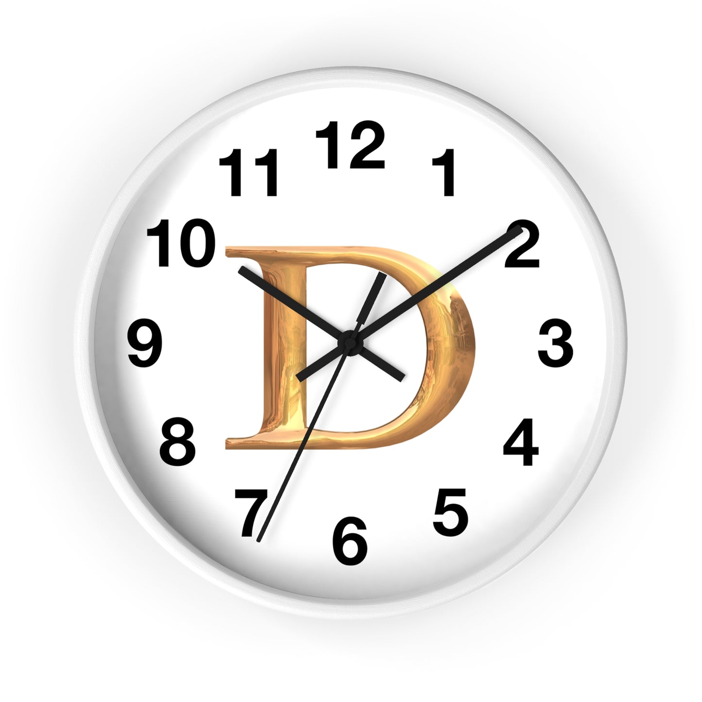 Elegant Initial D Wall Clock, Personalized Home Decor, Modern Timepiece, Gift for Her, Study Room Wall Art, Unique Design