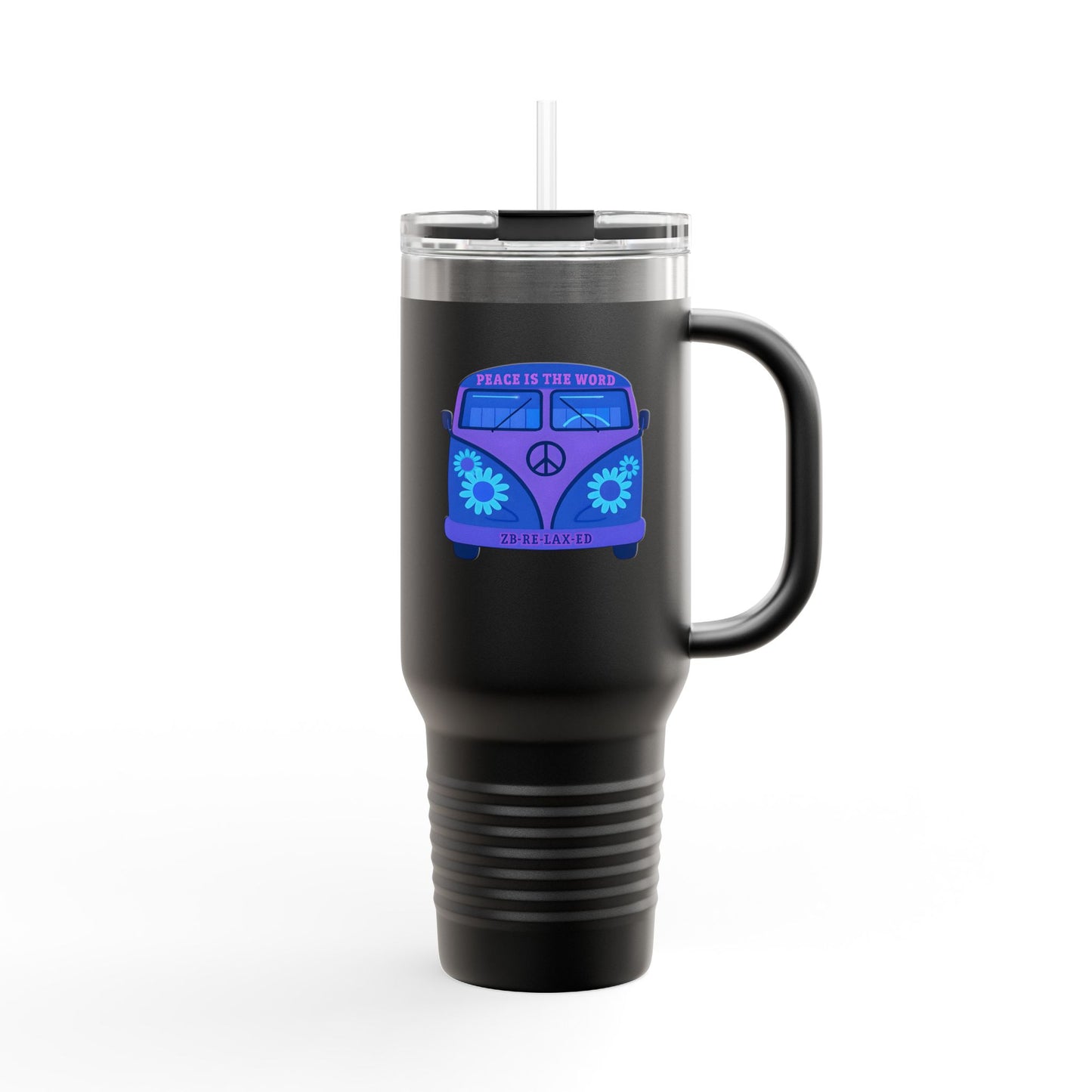 Peaceful Vibes Insulated Travel Mug | 40oz Cooler, Eco-Friendly Drinkware, Unique Gift for Travelers, Road Trip Essential, Custom Cup