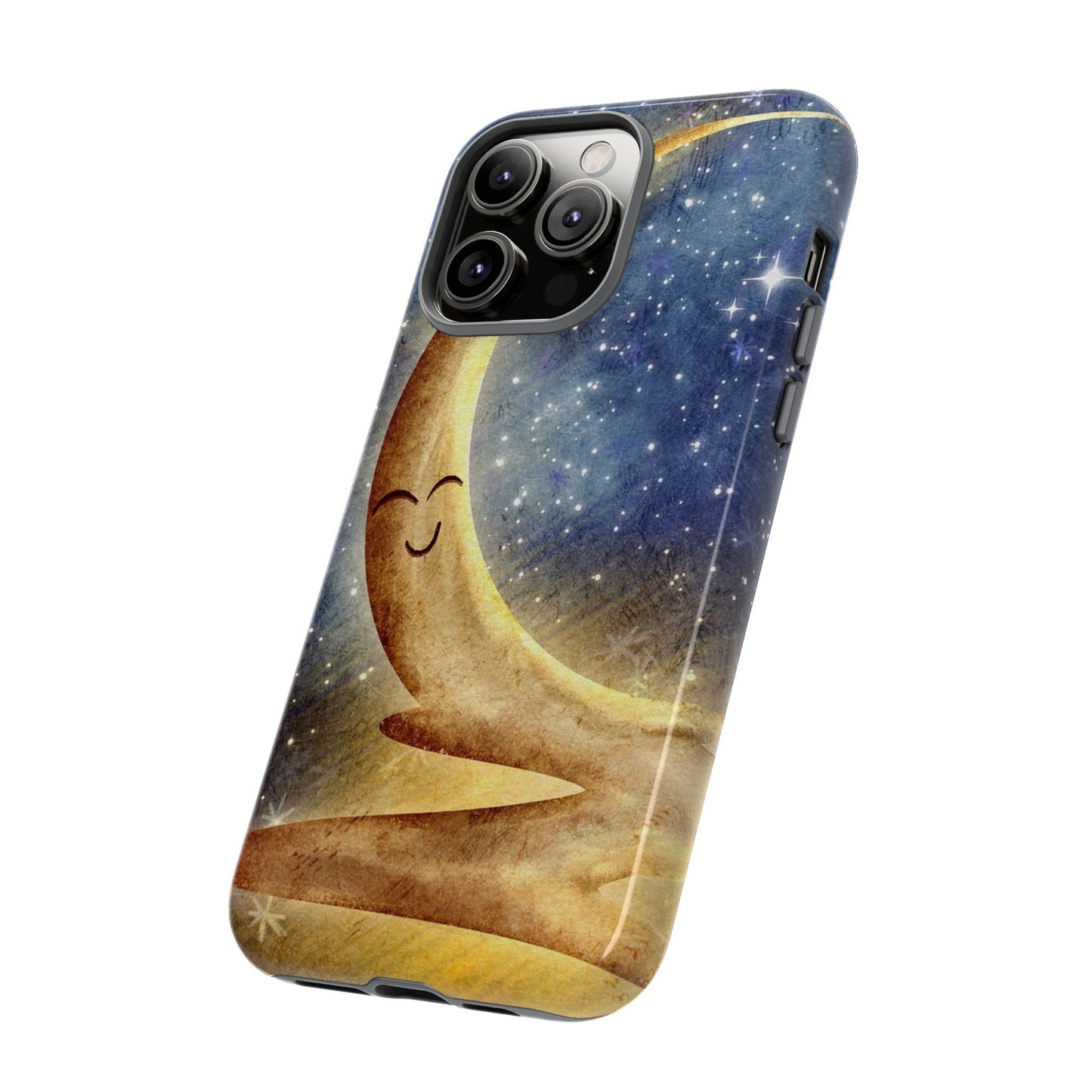 Moonlit Smile Phone Case — Starry Night Crescent Moon iPhone Cover