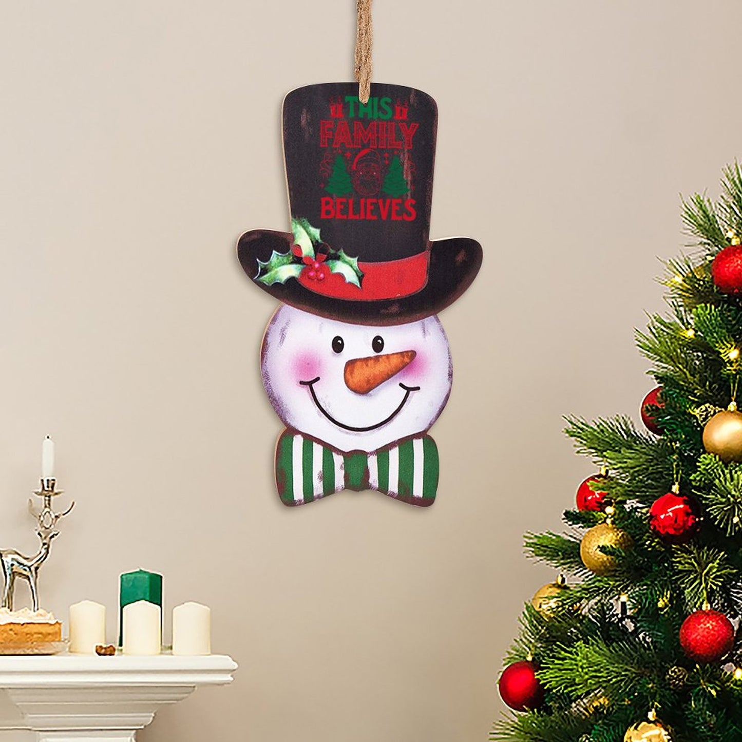 Wooden Christmas Snowman Ornament