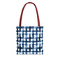 Blue Watercolor Plaid Tote Bag — Navy Check Pattern All-Over Print