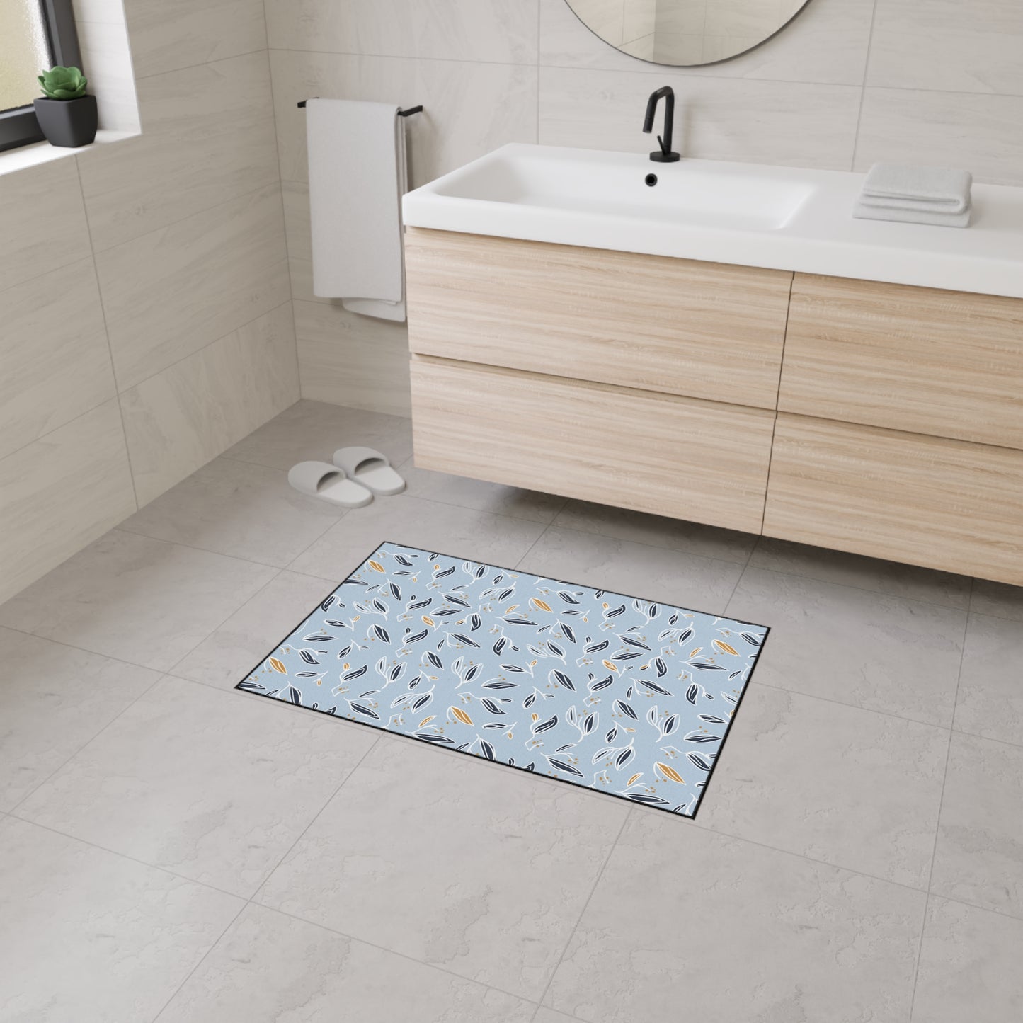 Leaf Pattern Heavy-Duty Floor Mat — Non-Slip Entry & Kitchen Rug