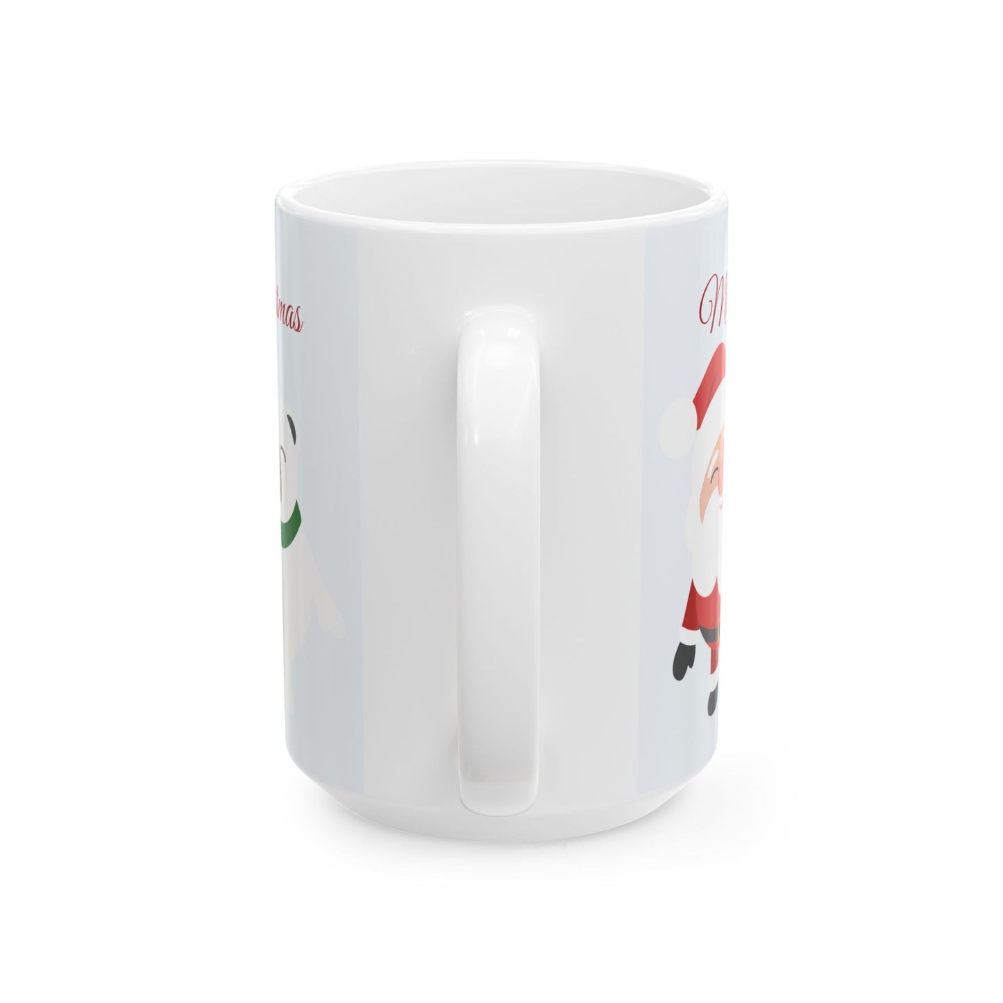 Christmas Santa & Polar Bear Ceramic Mug (11oz/15oz) — "Merry Christmas" Holiday Coffee Cup