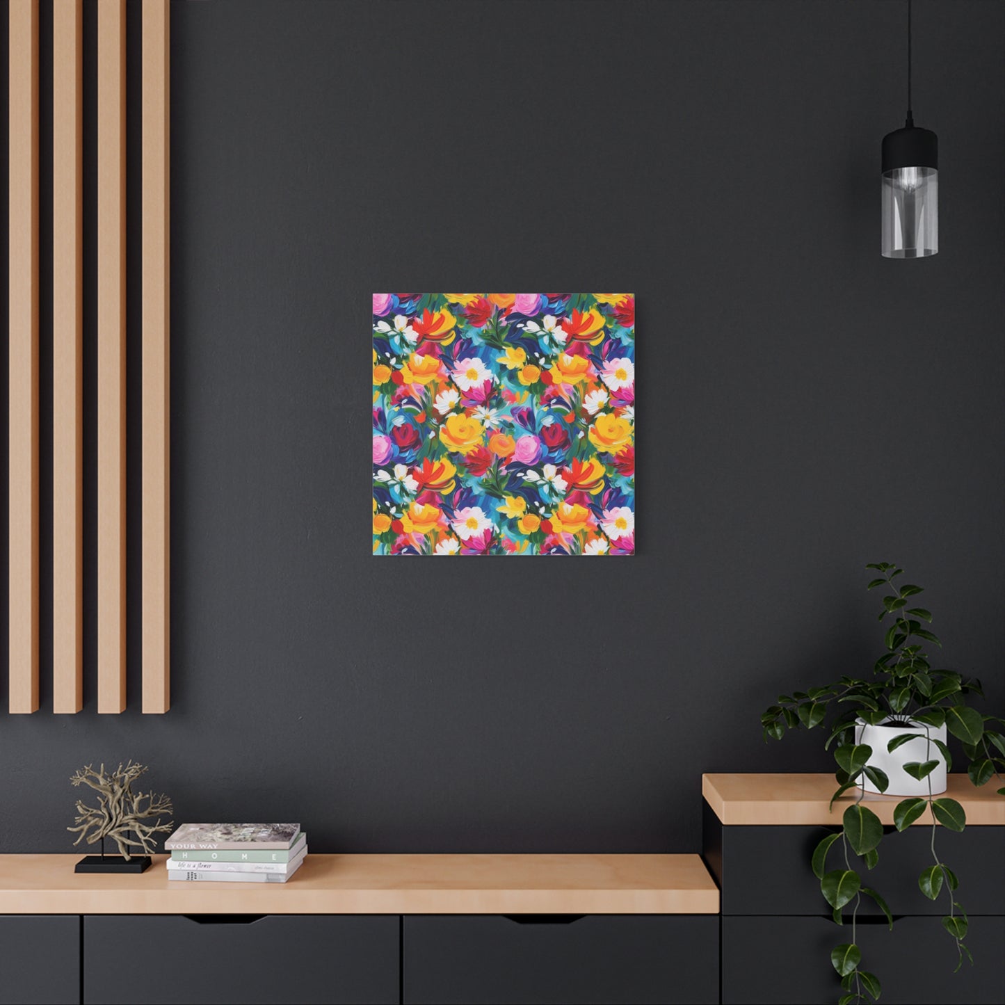 Vibrant Floral Matte Canvas Wall Art — Colorful Garden Print, Stretched 1.25"
