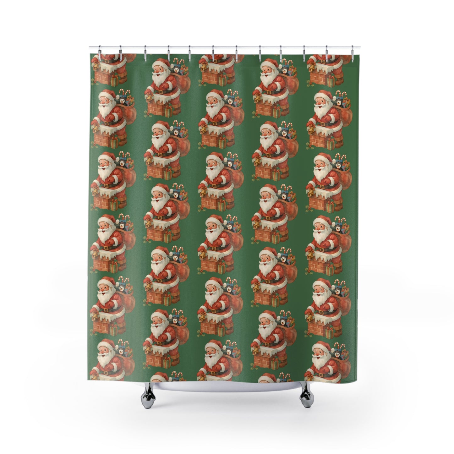 Festive Santa Shower Curtain - Holiday Decor, Christmas, Bathroom Accessory, Gift for Her, Seasonal Home Decoration