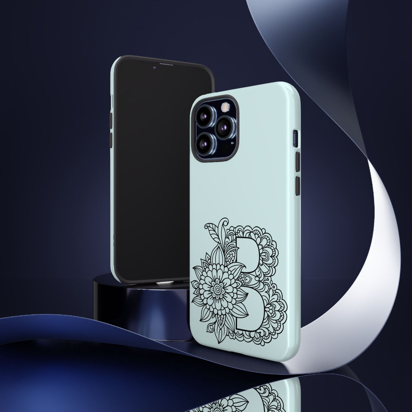Personalized Tough Phone Case- Letter B, Floral Monogram Cell Phone Cover, Custom Protective Case, Unique Gift, Birthday, Graduation