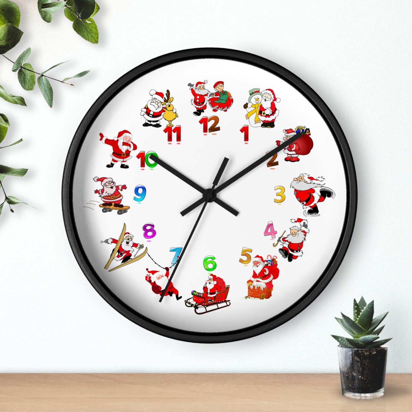 Festive Santa Wall Clock, Christmas Decor, Holiday Home Accent, Gift for Kids, Fun Timepiece, Seasonal Clock, Xmas Decoration