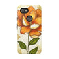 Floral Phone Case with Orange Flower Design, Tough Phone Cover, Floral Gift, Stylish Tech Accessory, Nature Lovers, Spring Vibes