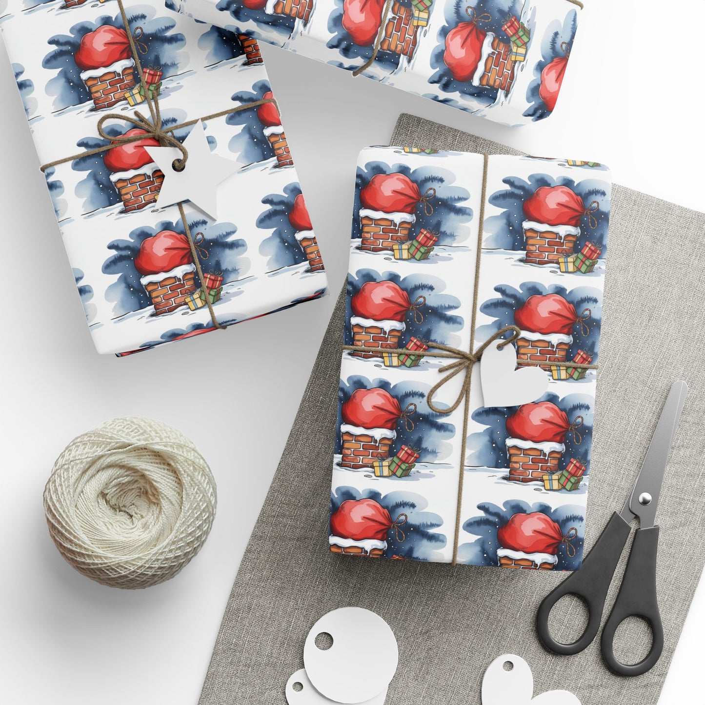 Wrapping Paper - Cute Cartoon Heart and Gift Pattern, Valentine’s Day & Birthday Gift Wrap