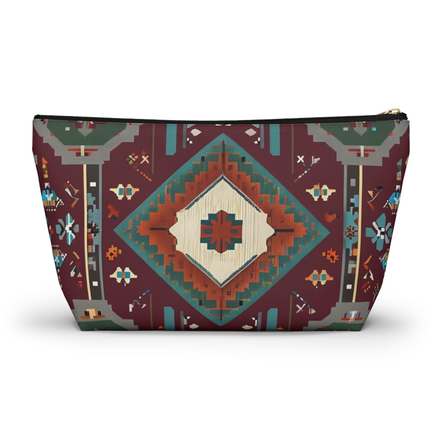 Bohemian Accessory Pouch, Vibrant Tribal Design