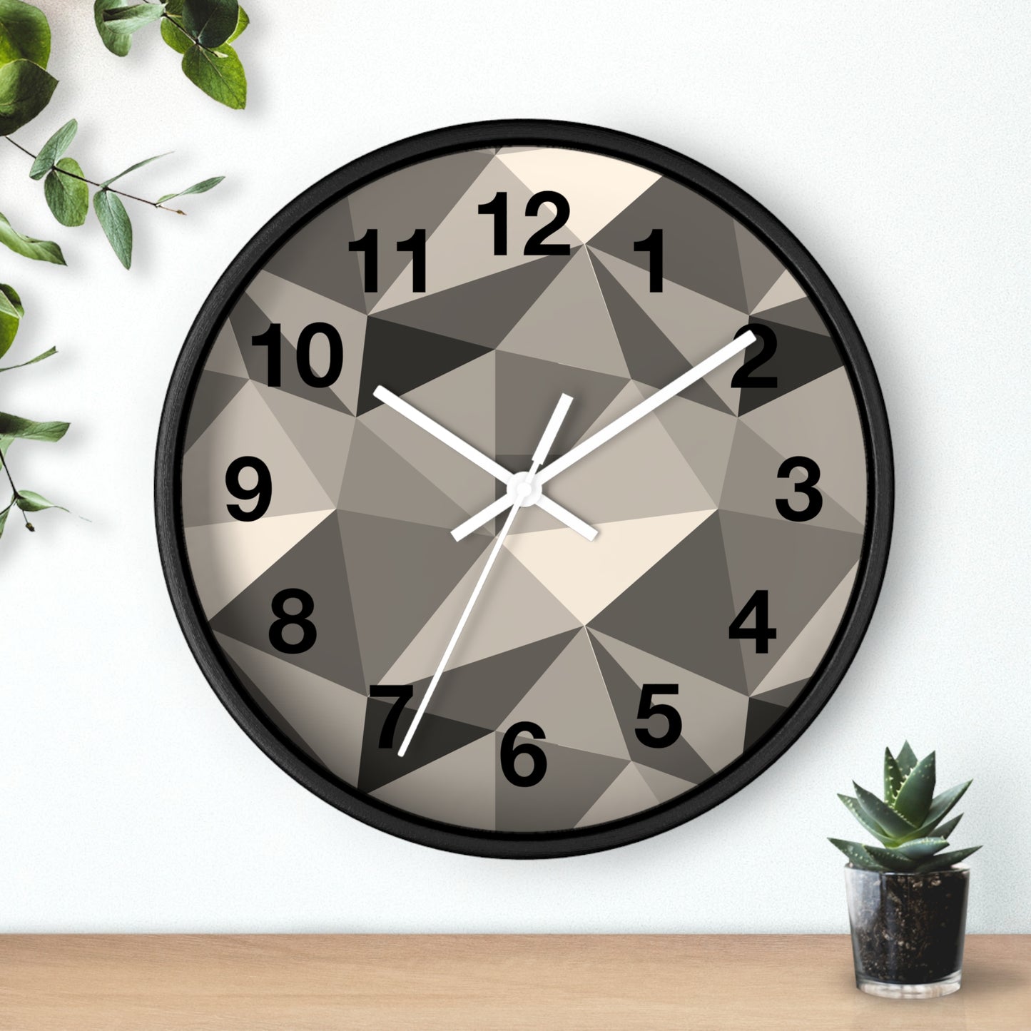 Geometric Wall Clock, Modern Home Decor, Minimalist Timepiece, Stylish Office Clock, Unique Gift for Housewarming, Monochrome Design