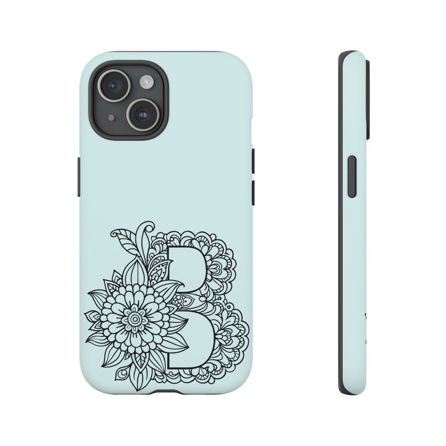 Personalized Tough Phone Case- Letter B, Floral Monogram Cell Phone Cover, Custom Protective Case, Unique Gift, Birthday, Graduation