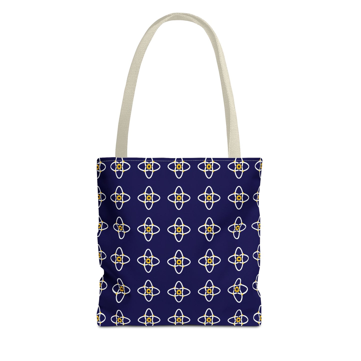 Navy Geo Floral Pattern Tote Bag — Reusable Everyday Shopping Tote